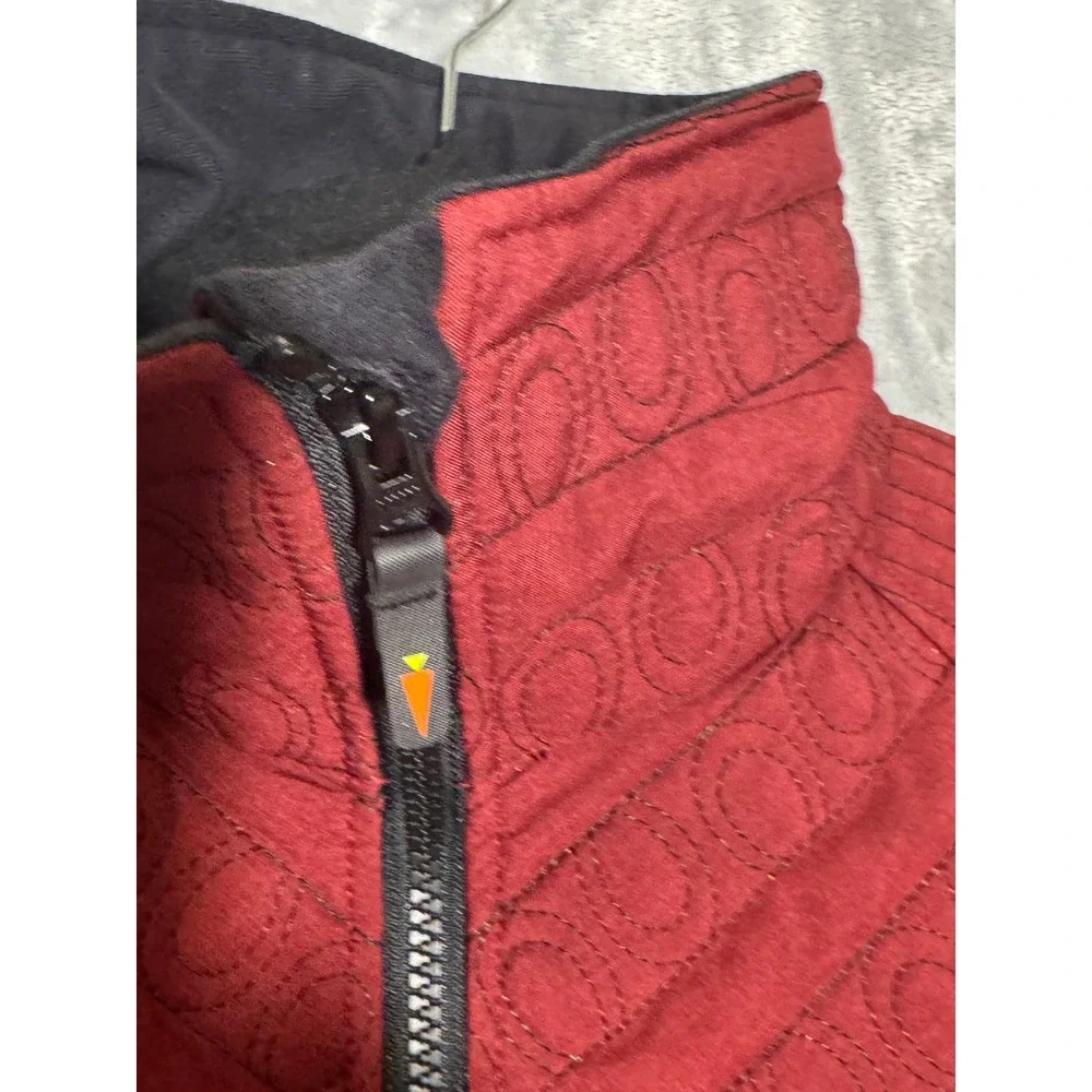 Kerrits‎ Womens Red Black Quilted Horseshoe Equestrian Full Zip Jacket  Large